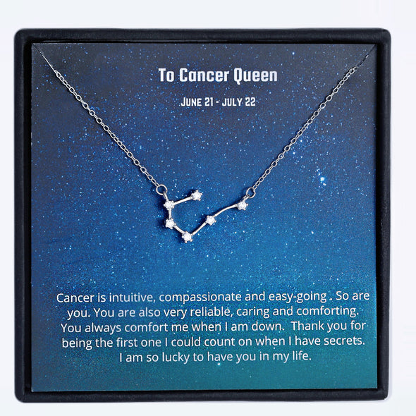 Zodiac Sign Necklace S925 Real 925 Sterling Silver Necklace ---Cancer