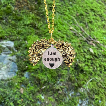 Inspirational Sunflower Necklace- I AM ENOUGH ✊
