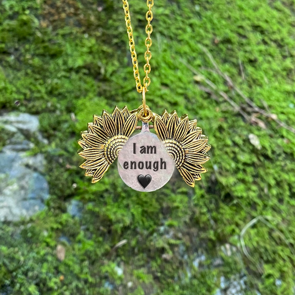 Inspirational Sunflower Necklace- I AM ENOUGH ✊