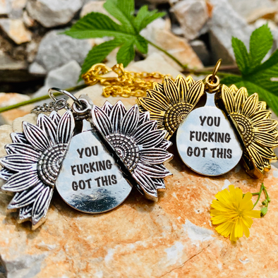 Inspirational Sunflower Necklace-You Fucking Got This 💪
