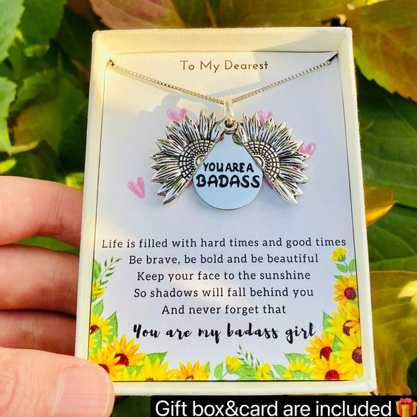 Inspirational Sunflower Necklace-YOU ARE A BADASS ❤️