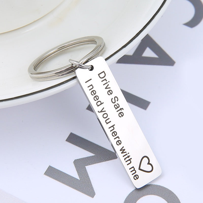"Drive safe I need you here with me"" Xmas gift keychain 👨‍👩‍👧‍👦