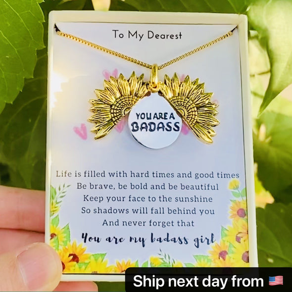 Inspirational Sunflower Necklace-YOU ARE A BADASS ❤️