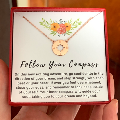 Follow Your Compass S925 Dainty Cute Necklace -Perfect Graduation/Birthday Gift Choice ❤️