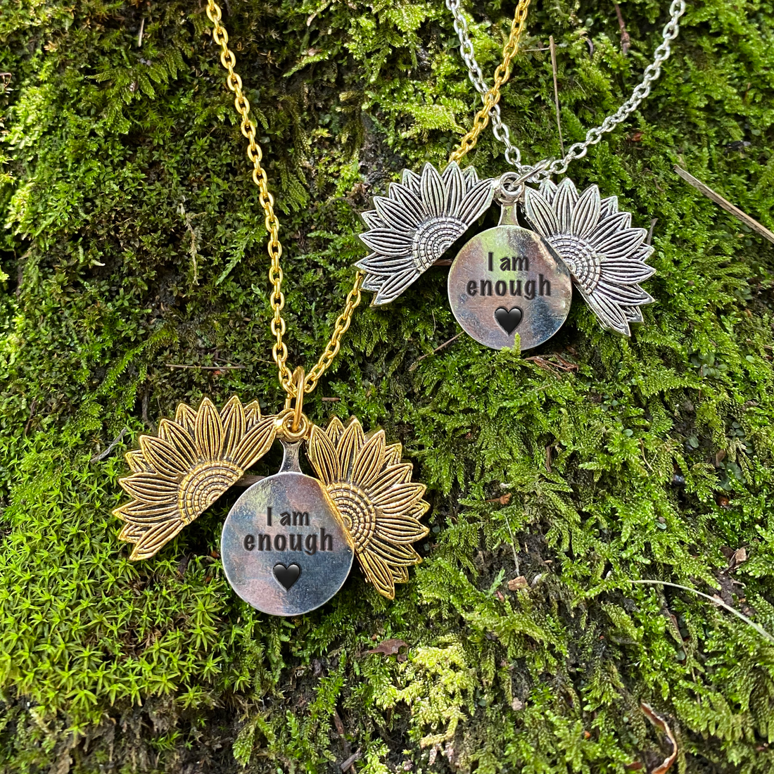 Inspirational Sunflower Necklace- I AM ENOUGH ✊