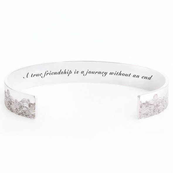 A true friendship is a journey without an end Laser Etched Bangle-Black Friday Sale 15.99$