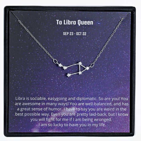 Zodiac Sign Necklace S925 Real 925 Sterling Silver Necklace ---Libra
