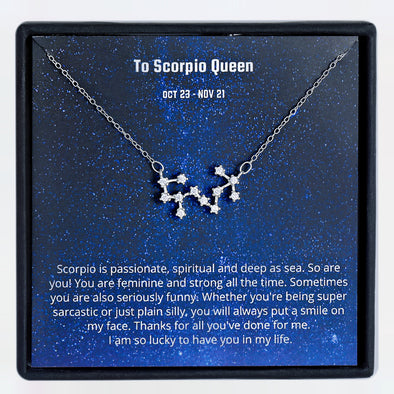 Zodiac Sign Necklace S925 Real 925 Sterling Silver Necklace ---Scorpio