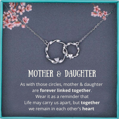 Mother & Daughter Forever Linked Together 2 Hearts Sterling Silver Beauty Necklace