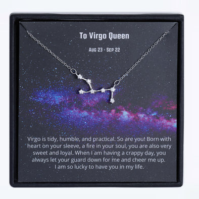 Zodiac Sign Necklace S925 Real 925 Sterling Silver Necklace ---Virgo