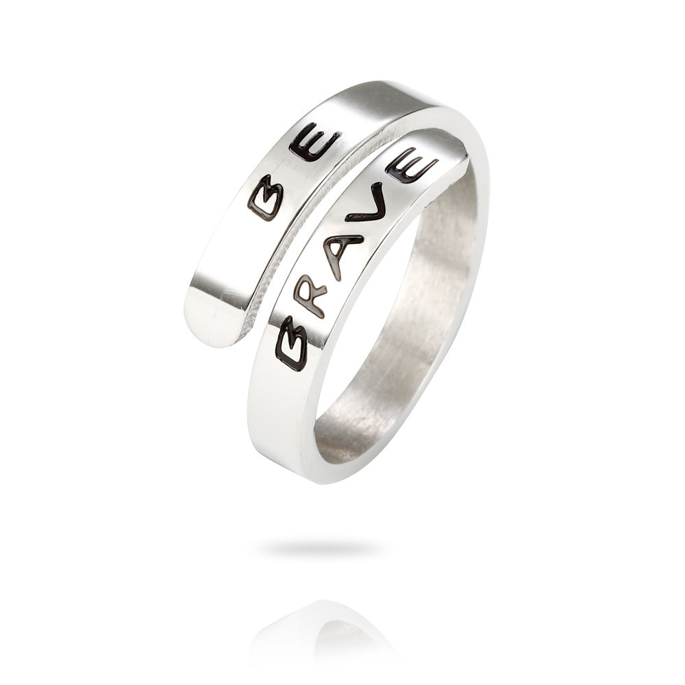 Inspirational adjustable Cross Lettering Ring