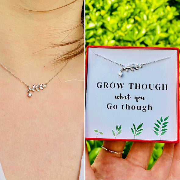 Inspirational Be-Leaf Zicon Sterling Silver Necklace 🍃